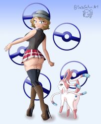 1girls alternate_costume ass big_ass bottomless bottomless_female bottomless_skirt butt buttplug censored from_behind fur furry high_heels microskirt mosaic_censoring no_panties official_alternate_costume platform_heels pokemon pokemon_(anime) pokemon_journeys pokemon_xy pussy pussy_juice satosatori serena_(pokemon) sex_toy short_skirt skirt sylveon