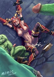 1girls 2009 3boys after_rape after_sex alexstrasza artist_name bare_midriff blizzard_entertainment bondage bottomless breasts busty captured chained chains cleave_gag color colored cum cum_in_pussy cum_inside cum_leaking cum_on_body cum_on_breasts cum_on_upper_body cum_pool dragon dragon_aspect dragon_girl dragon_humanoid dragoness eastern_kingdoms female female_focus foursome gag gangbang grim_batol hair_down helpless legs long_hair male male_focus midriff milf mimic_(artist) monster_girl navel nipples no_bra no_panties orc penis prisoner rape red_dragonflight restrained skimpy skimpy_armor straight straight_hair testicles topless twilight's_hammer video_games void_corruption_(warcraft) voluptuous vulnerable warcraft world_of_warcraft