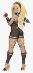 1girls ass blonde_hair calves cheshirrr clothes female_only gravity_rush high_heels kat_(gravity_rush) long_hair solo solo_female thick_thighs tight_clothing white_background