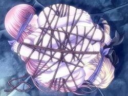 2girls 69 blindfold blonde_hair bondage bound_together cunnilingus female forced forced_partners forced_yuri fujii_kazuha game_cg hair multiple_girls multiple_subs nude oral pink_hair reijou_gakuen rope submissive yuri