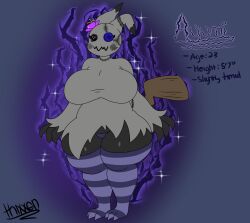 big_breasts breasts female flower_in_hair furry huge_breasts mimikyu pokemon pokemon_(species) thick_thighs thixxen wide_hips