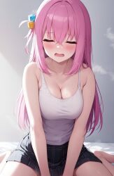 ai_generated ai_lightmakosub ai_lughtmako bed bedroom bocchi bocchi_the_rock! curvy curvy_body curvy_female curvy_figure gotoh_hitori gotou_hitori hitori pink pink_hair si sitting sitting_on_bed twitter twitter_username