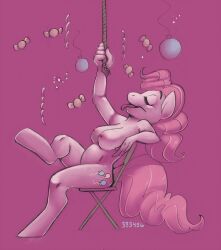 2012 333456 anthro anthrofied balloon big_breasts breasts candy chair closed_eyes confetti cutie_mark dessert earth_pony equid equine female food friendship_is_magic fur furniture hair hasbro horse inflatable mammal my_little_pony nipples nude pink_body pink_fur pink_hair pinkie_pie_(mlp) pinkytheme pony purple_background rope simple_background solo streamer tail tongue