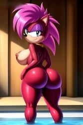 ai_generated ass breasts magenta_body oiled pink_hair seductive sonia_the_hedgehog sonic_(series) sonic_underground tagme thighs