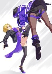 2girls big_ass cbt female female_only kicking nina_williams reina_mishima ryona tekken tekken_8 upskirt yagi_b._(artist) yuri