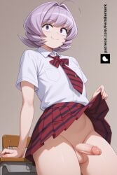 :) ai_generated ambiguous_gender androgynous balls big_thighs curvy_figure exposed_penis femberserk femboy feminine invitation inviting komi-san_wa_komyushou_desu light_skin no_panties osana_najimi patreon penis presenting_penis school_uniform short_hair sissy skirt testicles trap upskirt