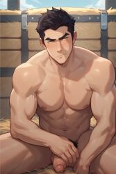 1boy abs ai_generated armpit_hair avatar_legends balls bara big_balls big_penis gay ilovementits mako male male_only muscular nipples pecs penis pubic_hair the_legend_of_korra thighs yaoi