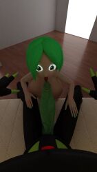 2021 3d 3d_(artwork) blender couch first_person_view fuku_(squidly) green_eyes green_hair green_skin huge_cock licking_penis living_room morpheus_(squidly) shortstack sitting squidly tongue_out white_skin