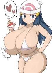 1girls blue_hair breasts cleavage dawn_(pokemon) female female_focus female_only jaga334 nintendo pokemon solo