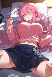 ai_generated ai_lightmakosub ai_lughtmako bed bedroom bocchi bocchi_the_rock! cama curvy curvy_body curvy_female curvy_figure gotoh_hitori gotou_hitori grab grabbing grabbing_legs pink pink_hair pleasure_face pov