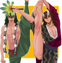 2boys ass_jiggle ass_out ass_visible_through_thighs demon demon_boy demon_horns demon_humanoid demon_slayer dominant dominant_male domination green_eyes green_hair green_sclera hantengu horny horny_male japanese japanese_clothes japanese_clothing japanese_male karaku kimetsu_no_yaiba leaf legs_up long_bangs long_hair long_hair_male male male_focus male_only male_penetrating muscles muscular muscular_male pointy_ears red_eyes red_hair red_sclera sekido sharp_teeth submissive submissive_male surumeika536570 tan-skinned_male tan_skin trend upper_moon yaoi