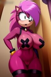 ai_generated ass breasts magenta_body oiled pasties pink_hair seductive sonia_the_hedgehog sonic_(series) sonic_the_hedgehog_(series) sonic_underground