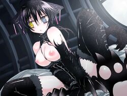 animal_ears black_hair breasts cat_ears cat_paws color female game_cg gothic heterochromia liar-soft nekomimi sekien_no_inganock solo spread_legs