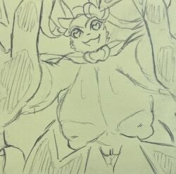 big_breasts black_and_white eeveelution female female_focus fur furry heart-shaped_pupils huge_breasts lime09 massive_breasts pencil_(artwork) pokemon pov pov_eye_contact sketch sylveon taller_girl