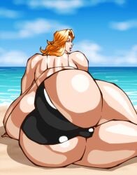 ass ass beach big_ass big_breasts big_butt bleach breasts huge_ass huge_breasts huge_butt large_ass large_breasts large_butt massive_breasts matsumoto_rangiku negoto_(nego6) red_hair shounen_jump tagme thick_thighs thighs