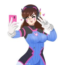 brown_eyes brown_hair cellphone d.va hana_song looking_at_viewer overwatch overwatch_2 selfie selvish94