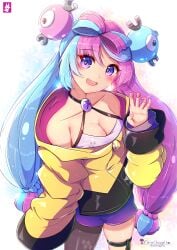 1girls breasts chinchongcha cleavage female female_focus female_only fully_clothed gym_leader iono_(pokemon) nintendo not_porn pokemon pokemon_sv safe safe_for_work sfw solo