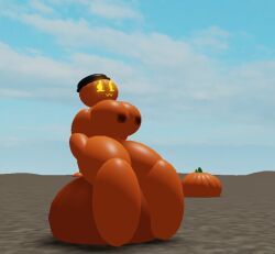 3d goofylookin hat_only large_breasts orange_skin pumpkin_girl roblox sitting_on_pumpkin small_areola solo_female source_request yellow_eyes