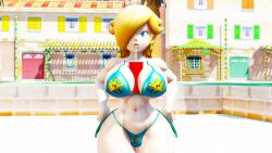 1girls 3d 3d_(artwork) beach big_breasts bikini blue_eyes breasts crown curvy curvy_female cyan_bikini drink_on_breasts drinking drinking_straw earrings female female_only hair_over_one_eye half-closed_eyes light-skinned_female light_skin lips long_hair mario_(series) mmd nintendo outdoors pac-mario64 platinum_blonde_hair princess princess_rosalina solo solo_female star_earrings swimsuit thick thick_hips thick_thighs thighs wide_hips