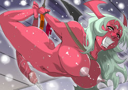 1futa ahe_gao anal anal_insertion ass barefoot blush bondage bound_ankles bound_wrists breasts censored clenched_teeth cum demon_girl dildo ejaculation erect_nipples feet fucked_silly futa_only futanari green_hair handsfree_ejaculation horns intersex koshijima_kazutomo large_breasts long_hair nipples nude panty_&_stocking_with_garterbelt penis red_skin rolling_eyes saliva scanty_daemon solo stick_nipples succubus suspension sweat tear vibrator waist00 wings wrists_to_ankles yellow_eyes