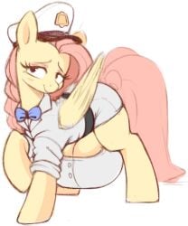 aer0_zer0 cleavage fluttershy_(mlp) hanging_breasts hat huge_breasts huge_crotchboobs long_hair my_little_pony oversized_breasts