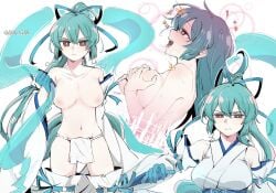 an_sin breasts drooling groping groping_breasts large_breasts magia_azul mahou_shoujo_ni_akogarete minakami_sayo topless topless_female