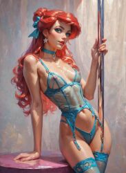 ai_generated ariel ariel_(the_little_mermaid) disney disney_princess lingerie red_hair tagme the_little_mermaid xsfmworks