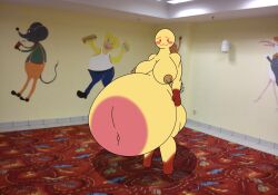 absurd_res backrooms belly belly_blush big_belly big_breasts blood blood_on_arm blood_on_feet blood_on_hand blood_on_leg blush bodily_fluids body_blush bootleg breasts carpet carpeted_floor featureless_feet featureless_hands feet female happy hi_res hyper hyper_pregnancy mandro22 maternal mature_female monster mural navel navel_outline nipples outie outie_navel partygoer_(the_backrooms) photo_background photography_(artwork) pink_blush pregnant pregnant_female solo the_backrooms yellow_body yellow_skin