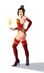 1girls ass avatar_legends avatar_the_last_airbender azula black_hair black_panties breasts choker corset detached_sleeves dominatrix female fire fire_bending fire_nation firebender firebending hair_bun hand_on_hip high_heels looking_at_viewer medium_breasts panties red_corset sleepystephbot thighhighs yellow_eyes