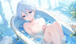 1girls ai_generated areola areolae bath bathing bathtub blue_eyes blush blush breasts breasts breasts breasts_out completely_naked completely_naked_female completely_nude completely_nude_female exposed exposed_breasts exposed_shoulders female female_focus female_only flat_chest flat_chested high_resolution highres knees looking_at_viewer naked nipples pov project_sekai shoulders silver_hair solo solo_female solo_focus thighs tits_out uncensored yoisaki_kanade