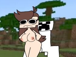 brown_eyes brown_hair creeper creeper_(minecraft) explosion long_hair meme_face minecraft minecraft_background sex sex_from_behind trixie_(mojo_montebon)