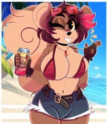 1girls 2020s 2021 2d 2d_(artwork) 2d_artwork 5_fingers anthro anthro_female anthro_focus anthro_only anthrofied background beach beach_background belly belly_button belt belt_buckle big_breasts big_hips big_tail bikini bikini_top bra breasts brown_body brown_fur brown_hair brunette_hair cleavage cleavage_overflow closed_mouth closed_smile clothed clothed_female clothes clothing cloud color colored cropped cropped_legs curvy curvy_body curvy_female curvy_figure curvy_hips curvy_thighs day daylight daytime detailed_background digital_drawing_(artwork) drink ear ears_up eyelashes eyes eyes_open female female_anthro female_focus female_only first_person_view fluffy_tail fur furry furry_breasts furry_ears furry_female furry_only furry_tail hair half-dressed half_naked headwear hips holding holding_drink holding_object hourglass_figure humanoid jean_shorts jeans looking_at_viewer mammal mammal_humanoid mouth_closed multicolored_body multicolored_fur neck neckwear no_dialogue no_humans no_text non-human nsfw nude nude_female oc ocean original original_character palm_tree partially_clothed partially_clothed_female partially_nude point_of_view pov pov_eye_contact sea shelly_(wirelessshiba) shorts shotgun_shell slim slim_girl smile smiling smiling_at_viewer snout soda soda_can solo squirrel squirrel_ears squirrel_girl squirrel_humanoid squirrel_tail sunglasses sunglasses_on_head tail tease teasing teasing_viewer teeth teeth_showing teeth_visible textless thick_thighs thighs tree tree_squirrel two_tone_body two_tone_fur voluptuous voluptuous_female water wide_eyed wink winking winking_at_viewer wireless_shiba yellow_eyes