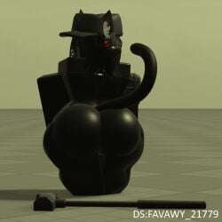 1boy 1femboy 3d :3 ass back_view baseplate big_ass black_skin discord_tag favawy_21779 feline femboy_only male_only no_sex roblox robloxian self_upload sledgehammer solo standing thick_thighs thighs