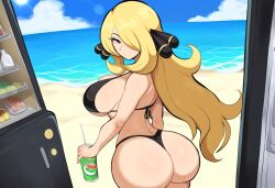 1girls 2024 2d adult adult_female ai_generated ass ass_focus beach big_ass big_breasts bikini black_bikini blonde_hair breasts brown_eyes bubble_ass bubble_butt butt curvaceous curvy curvy_figure cynthia_(pokemon) dat_ass drink female female_focus female_only food fridge hair_ornament hair_over_one_eye holding_object huge_ass huge_breasts human human_female human_only large_breasts light-skinned_female light_skin long_hair looking_at_viewer looking_back mullon nintendo no_sex novelai outdoors outside pawg pokemon pokemon_dppt sideboob solo solo_female solo_focus summer voluptuous voluptuous_female water wavy_hair