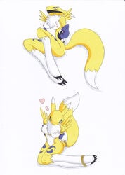 anthro bondage bondage bound breasts canine digidredg digimon female fox heart nipples renamon rope simple_background solo â™¥