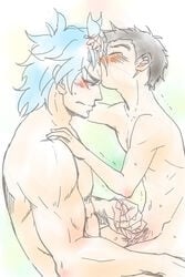 2boys anal black_hair blue_hair blush handjob kissing komatsu_(toriko) male male_only multiple_boys nude penis sex short_hair toriko_(character) toriko_(series) uncensored yaoi