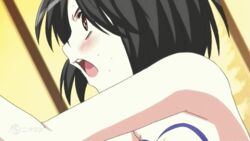 animated black_hair breasts hoods_entertainment mitarai_fumika nipples screencap seikon_no_qwaser short_hair