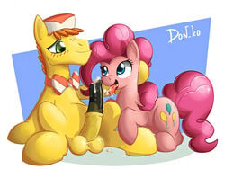 balls blue_eyes blush bow_tie carrot_cake_(mlp) cum don_komandorr fellatio female friendship_is_magic green_eyes hair hasbro hat horsecock male my_little_pony oral oral_sex orange_hair penis pink pink_hair pinkie_pie_(mlp) sex straight straight_hair tail yellow