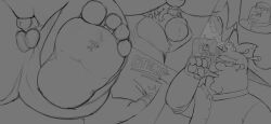 absurd_res brian_griffin family_guy feet hi_res loom macro micro monochrome peter_griffin rubbing smooshed stomping