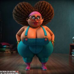 1girls 4k ai_generated bbw belly big_belly brown_skin fat female female_only glasses highres hips huge_ass huge_breasts huge_butt huge_hips huge_thighs massive_ass massive_breasts massive_butt massive_thighs matronai_(artist) mature mature_female mature_woman nanny_linda netflix obese obese_female patreon_username pinup solo solo_female solo_focus ssbbw stable_diffusion the_willoughbys thighs twitter_username wide_hips