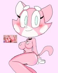 ass base blue_eyes blush breasts creamygravy light_nipples pink_body pink_fur pink_skin recolor reference_image self_upload shima_luan smile super_planet_dolan traced