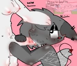 1boy1girl :3 anthro blowjob blush cum_in_mouth dominant_female futa_on_male futanari gray_(sprunki) gray_fur on_knees saliva side_view small_breasts sprunki submissive_male sweat tongue_out wenda_(sprunki) white_(sprunki) white_fur