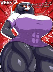 1girls abs anthro avian biceps big_ass big_breasts black_hair bottomless breasts busty christmas clothed clothing demon demon_girl dialogue female female_only helluva_boss huge_ass huge_breasts large_breasts looking_at_viewer mrmelted muscular muscular_female nipple_bulge nipples_visible_through_clothing no_bra no_underwear octavia_(helluva_boss) owl owl_demon pussy santa_hat shirt solo talking_to_viewer text thick_thighs thunder_thighs topwear underass wide_hips