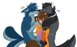 absurd_res anthro bear canid canine canis double_penetration female fox foxxo_(sheepsheepbeep) french_kissing genitals group hi_res humanoid_genitalia humanoid_penis kiss_on_lips kissing knot male male/female male/male mammal penetration penis sheepsheepbeep trio wolf xray_view