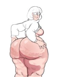 1girls antelon ass behind_knees big_ass big_breasts breasts bubble_ass bubble_butt butt cellulite doughy_ass dumptruck_ass dumptruck_butt fat_ass fat_thighs female_only freckles glasses huge_ass massive_ass thick_thighs velma_dinkley wide_ass wide_hips wide_thighs