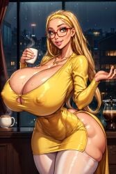 1girls ai_generated big_breasts big_hero_6 bimbo bimbo_body boob_window bottomwear bythebrokenone casual casual_nudity clothed disney fat_ass female_only honey_lemon huge_ass huge_breasts hyper_ass hyper_breasts hyper_hourglass marvel nipples_visible_through_clothing no_bra sideass solo solo_female superheroine teasing