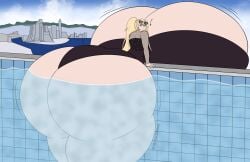 1girls ass_bigger_than_head ass_bigger_than_torso breasts_bigger_than_head breasts_bigger_than_torso enormous_ass hyper hyper_ass hyper_breasts hyper_thighs long_hair looking_back massive_breasts solo_female swimming_pool swimsuit tagme thick_thighs tradicon666