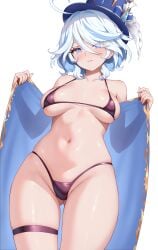 1girls blue_eyes blush breasts female female_only furina_(genshin_impact) genshin_impact mihoyo secon solo tagme white_hair