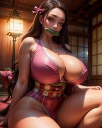 1girls ai_generated big_breasts c18aiart female_only kamado_nezuko solo solo_female