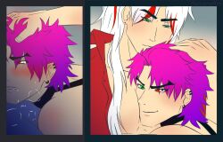 blush gay grabbing_hair hair_grab heartsteel_kayn heartsteel_series heartsteel_yone implied_penetration implied_sex kayn league_of_legends long_hair looking_at_viewer male male/male male_only meme multicolored_hair pink_hair pleasure_face purple_hair red_hair saliva saliva_trail sometimes_like_this_also_like_that two_tone_hair white_hair yaoi yone